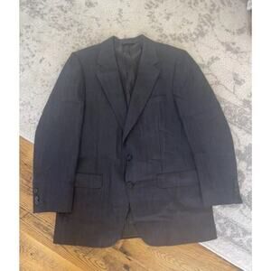 Vintage Made In USA 100% Wool Burberry Striped Blue Blazer Men’s Size: 44 R